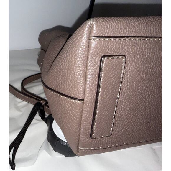 Tory Burch Leather Tote Bag Taupe Top Handle Shoulder Strap Satchel Used - Picture 8 of 9